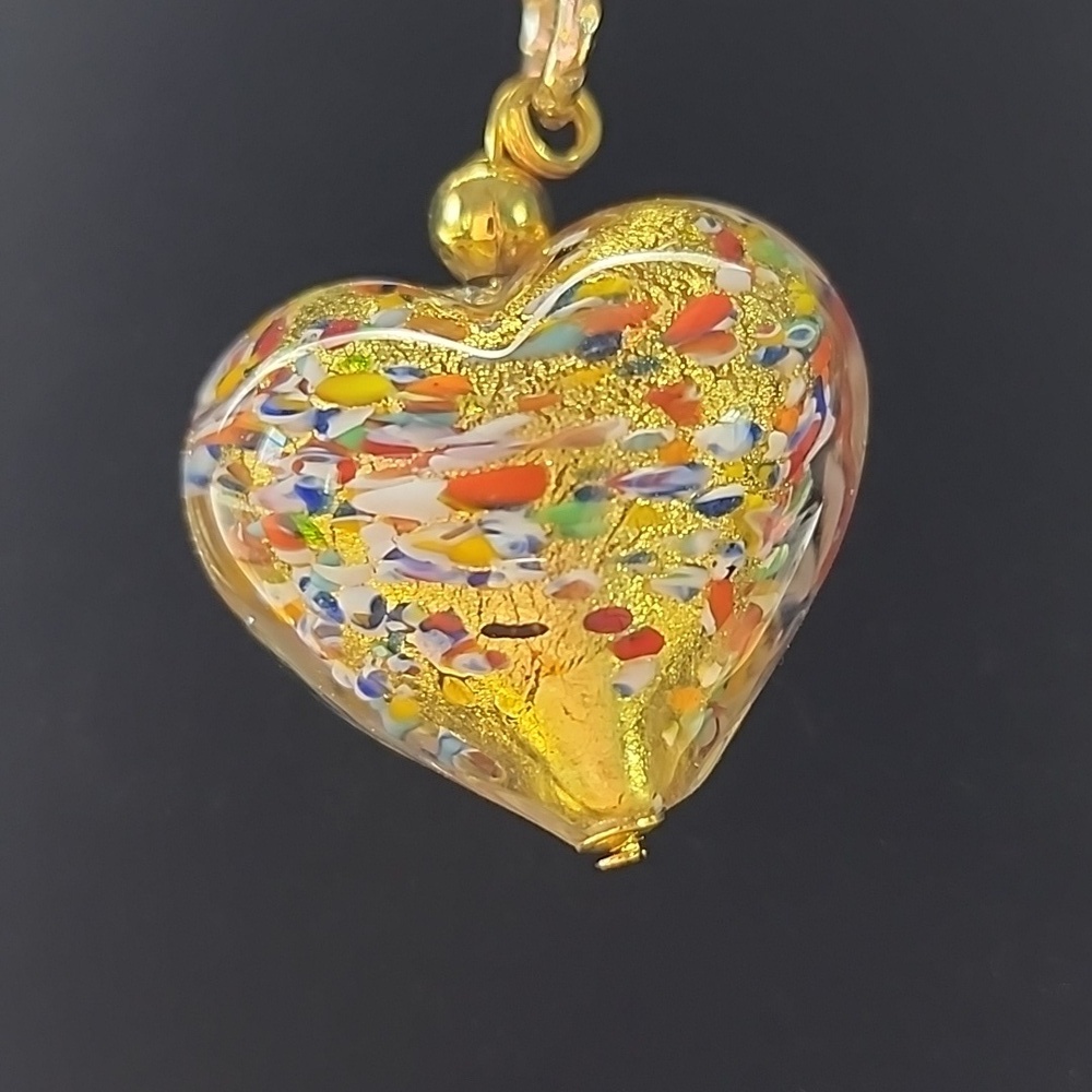 Murano Glass Gold Multicolored Heart Pendant Necklace By Ross-Simmons